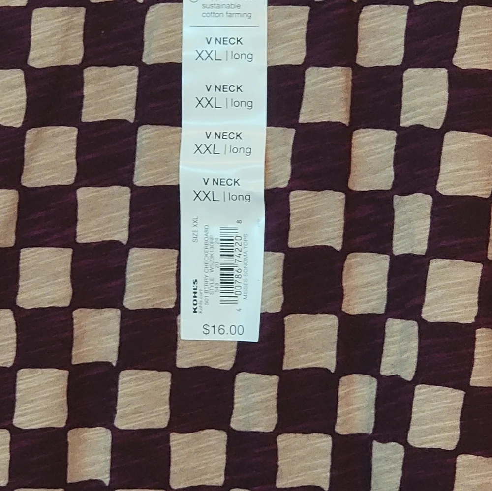 Checkered V-Neck long sleeve t- shirt - Picture 3 of 3